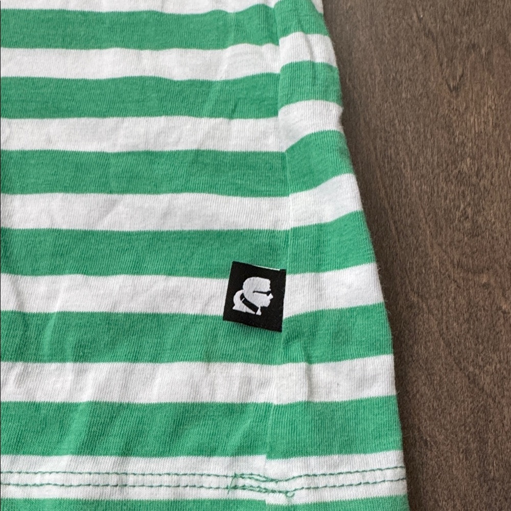 Karl Lagerfeld Green and White Striped Eiffel Tower Tee - Picture 4 of 7